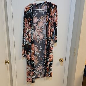 Torrid Sz 00 Floral Long Cardigan/Kimono